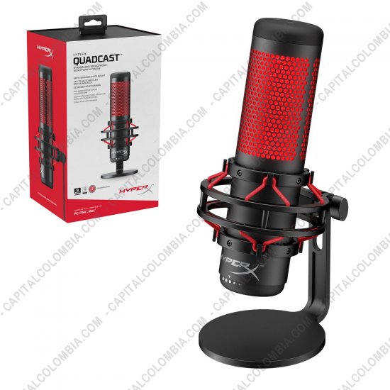 Teclados y Mouse para Gamers, Oficina y Hogar, Webcams y Diademas, Marca: HyperX - Micr&oacute;fono para creadores de contenido, streamers y gamers HyperX Quadcast - HX-MICQC-BK