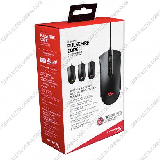 Teclados y Mouse para Gamers, Oficina y Hogar, Webcams y Diademas, Marca: HyperX - Mouse Gamer marca Hyperx - Pulsefire Core - Rgb - 7 Botones - 6200 DPI - HX-MC004B