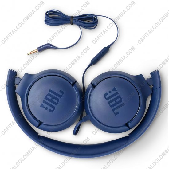 Teclados y Mouse para Gamers, Oficina y Hogar, Webcams y Diademas, Marca: JBL - Diadema con micr&oacute;fono color Azul de marca JBL con cable conector 3.5mm TUNE500