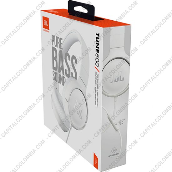 Teclados y Mouse para Gamers, Oficina y Hogar, Webcams y Diademas, Marca: JBL - Diadema con micr&oacute;fono color Blanco de marca JBL con cable conector 3.5mm TUNE500