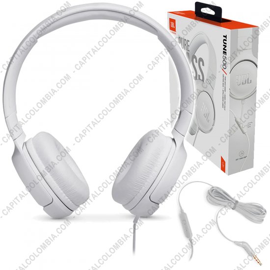 Teclados y Mouse para Gamers, Oficina y Hogar, Webcams y Diademas, Marca: JBL - Diadema con micr&oacute;fono color Blanco de marca JBL con cable conector 3.5mm TUNE500