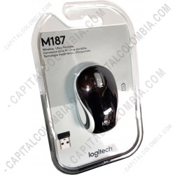 Ampliar foto de Mouse mini inalámbrico ultraportátil negro de marca Logitech M187