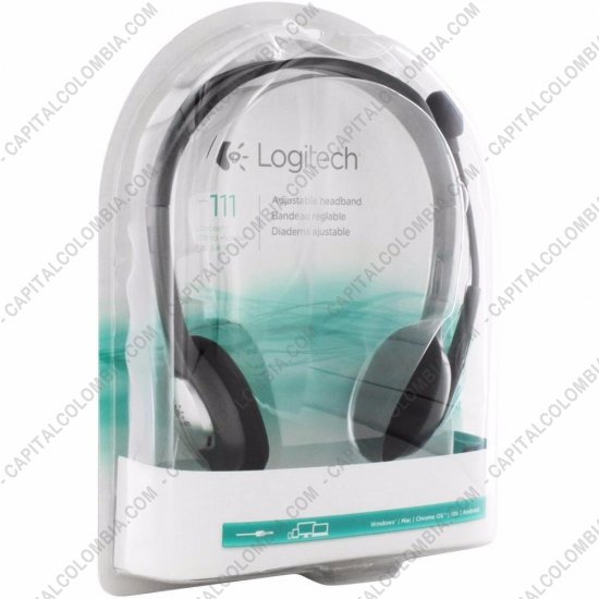 Teclados y Mouse para Gamers, Oficina y Hogar, Webcams y Diademas, Marca: Logitech - Stereo Headset H111 (Auriculares con micr&oacute;fono) (Ref. 981-000612)