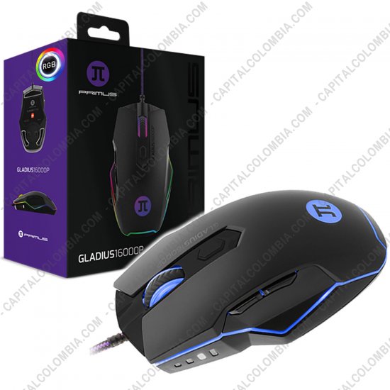 Teclados y Mouse para Gamers, Oficina y Hogar, Webcams y Diademas, Marca: Primus - Mouse Gamer marca Primus - Gladius 16000P - RGB - 6 Botones - 16000 DPI - PMO301