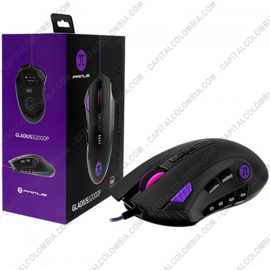 Teclados y Mouse para Gamers, Oficina y Hogar, Webcams y Diademas, Marca: Primus - Mouse Gamer marca Primus - Gladius 32000P - RGB - 12 Botones - 32000 DPI - PMO302