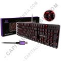 Teclados y Mouse para Gamers, Oficina y Hogar, Webcams y Diademas, Marca: Primus - Teclado Mec&aacute;nico Luz Roja con tecnolog&iacute;a Anti-Ghosting para Jugadores en Espa&ntilde;ol, interruptor Marr&oacute;n Primus 100T - marca Primus ref. PKS102S