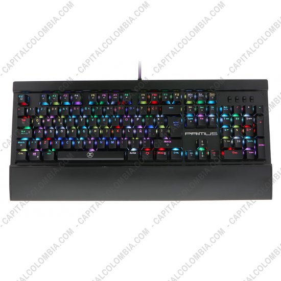 Teclados y Mouse para Gamers, Oficina y Hogar, Webcams y Diademas, Marca: Primus - Teclado Mec&aacute;nico RGB con tecnolog&iacute;a Anti-Ghosting para Jugadores en Espa&ntilde;ol, interruptor Rojo Primus - marca Primus ref. Ballista200S