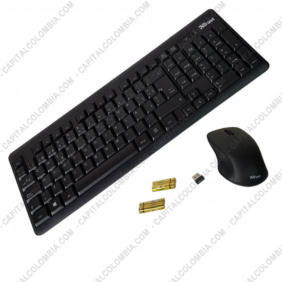 Teclados y Mouse para Gamers, Oficina y Hogar, Webcams y Diademas, Marca: Trust - Combo teclado en espa&ntilde;ol y mouse inal&aacute;mbrico Trust ZIVA