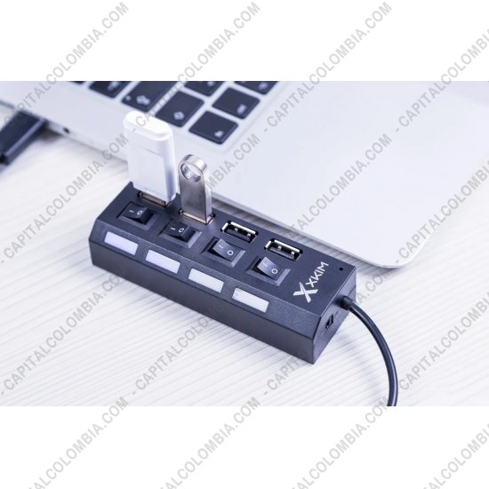 Teclados y Mouse para Gamers, Oficina y Hogar, Webcams y Diademas, Marca: X-Kim - Hub USB 3.0 de marca X-kim Switch Tipo Multitoma Color Negro - XA4-HUB