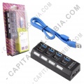 Hub USB 3.0 de marca X-kim Switch Tipo Multitoma Color Negro - XA4-HUB