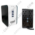 Regulador de voltaje CDP de 1000VA/500w con 8 NEMA 5-15, cable de 4 pies, protección coaxial, puertos USB (Ref. R2CU-AVR1008)