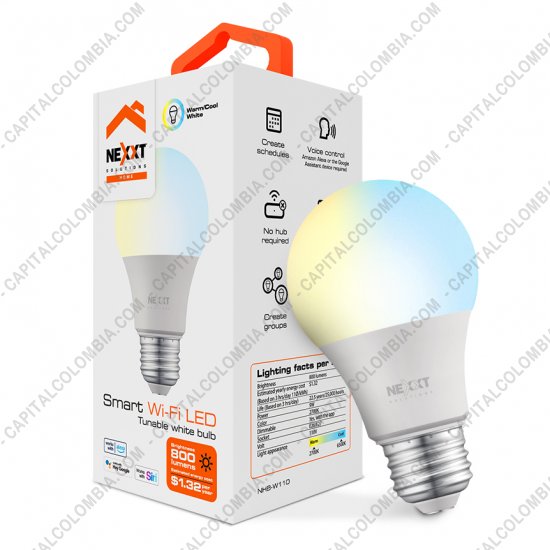 UPS, Reguladores de Voltaje y Otros Accesorios El&eacute;ctricos, Marca: Nexxt - Bombillo LED Blanco regulable, inteligente, conexi&oacute;n Wifi - Nexxt NHB-W110