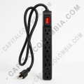 UPS, Reguladores de Voltaje y Otros Accesorios El&eacute;ctricos, Marca: Powest - Regleta multitoma protectora de picos de energ&iacute;a de 6 tomas 1800w color negro - Powest Multinet