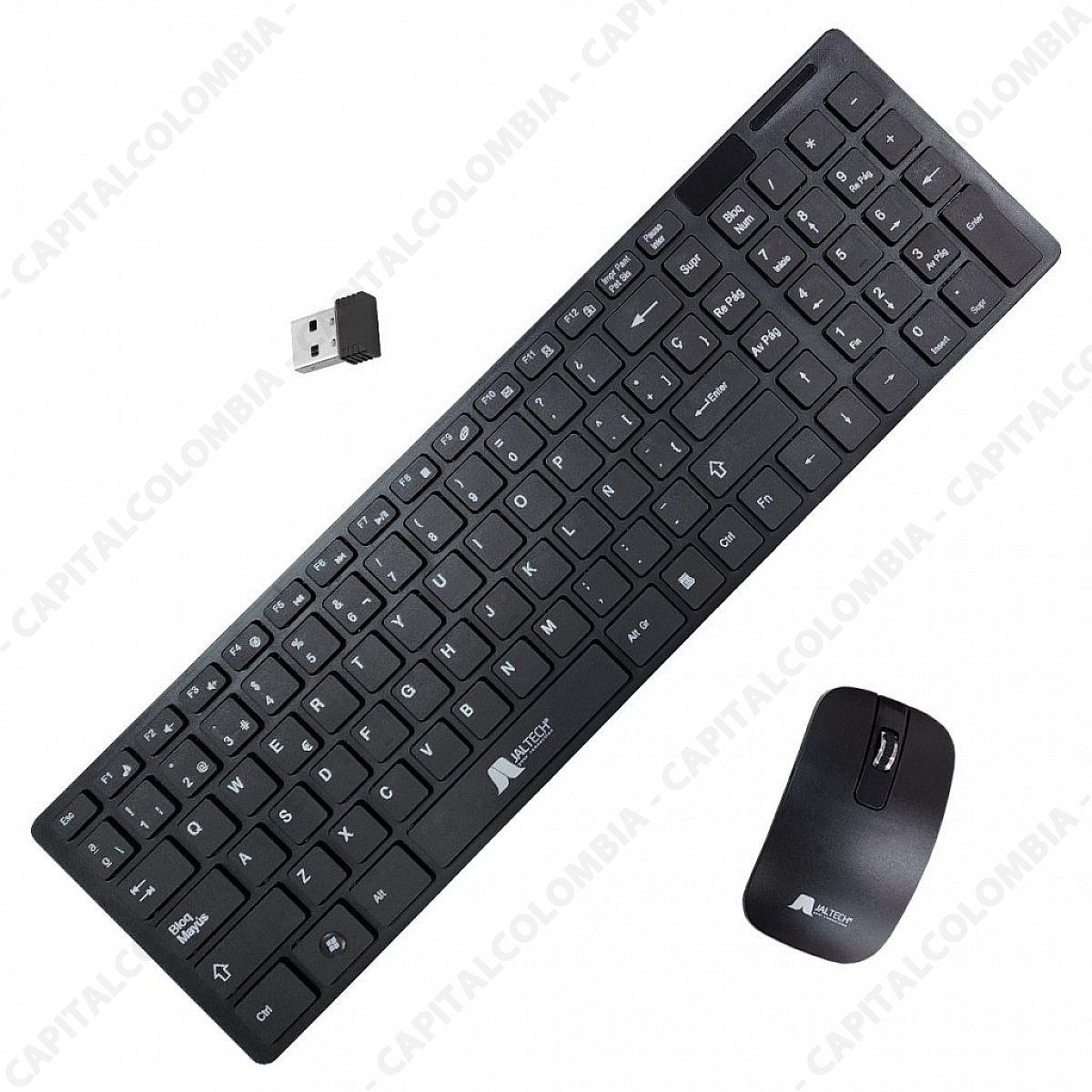 Teclado y mouse inalámbricos color negro en Español Ñ Capital