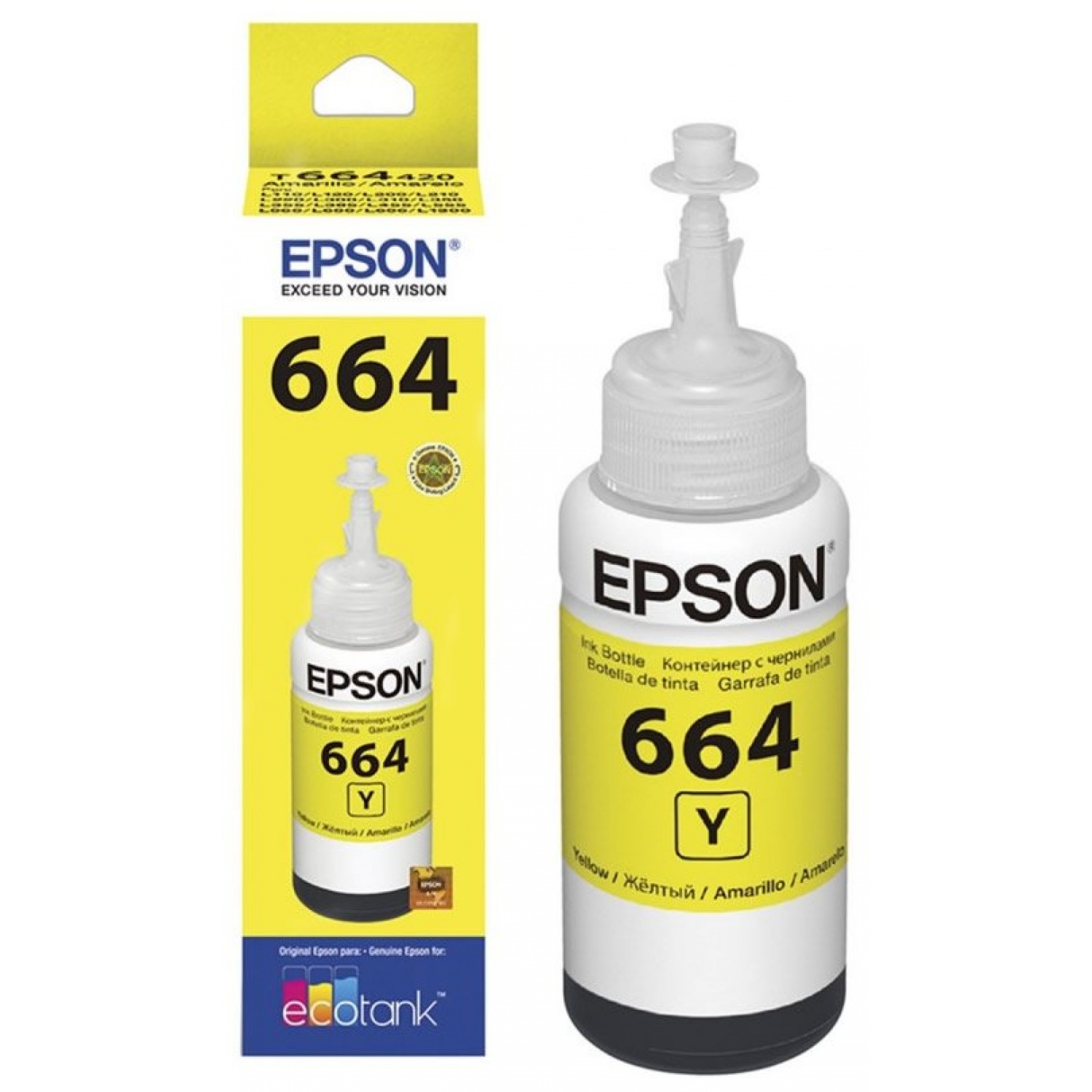 Краска эпсон купить. Чернила Epson t664, жёлтый. Чернила Epson 664. Epson t6641 картридж. Чернила c13t66444a желтые.